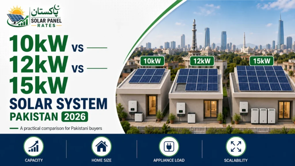 10kW vs 12kW vs 15kW solar system comparison Pakistan 2026