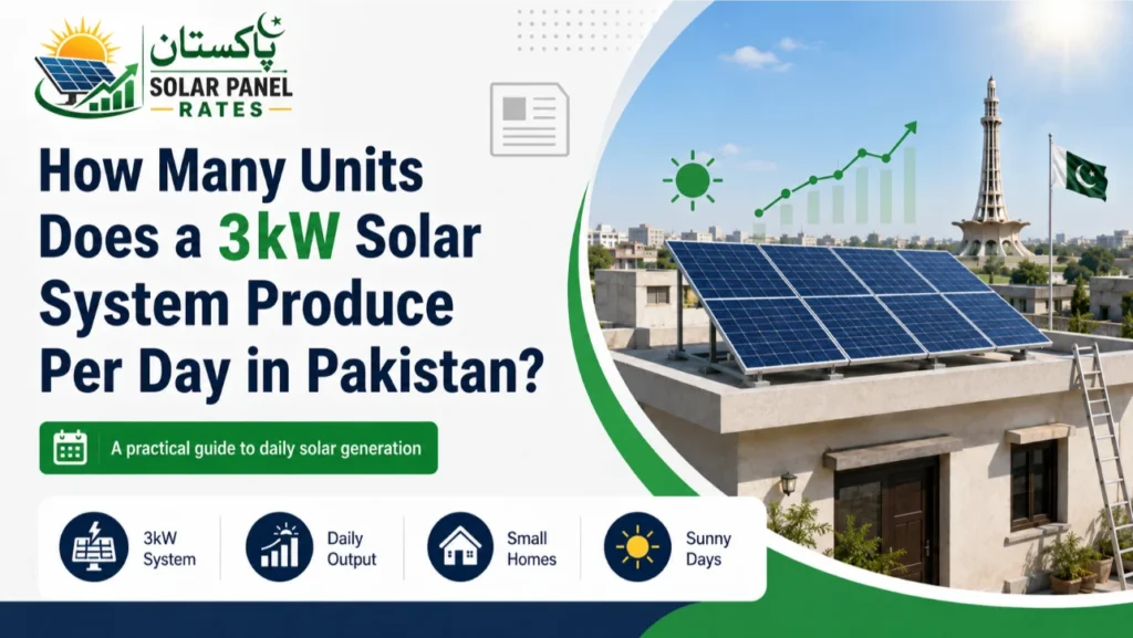 3kW solar system daily units output Pakistan