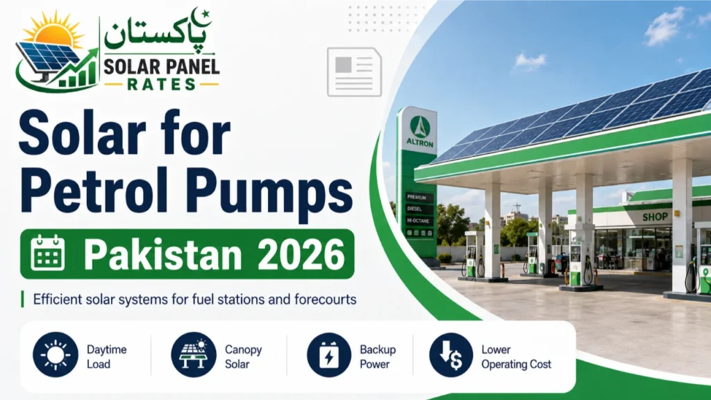 Solar panels for petrol pump fuel station Pakistan 2026