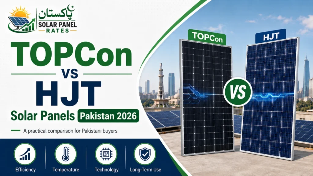 TOPCon vs HJT solar panel technology comparison Pakistan 2026